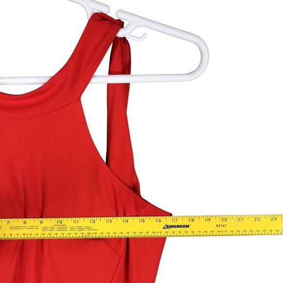 Calvin Klein Womens 8 Red Mock Neck Maxi Dress Tie Minimalist Fairy Formal Event - Picture 12 of 16